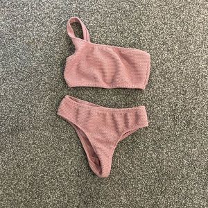 Mauve High Waist Scrunched Bikini Set XS